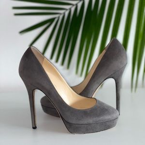 JIMMY CHOO Suede Grey Stiletto Heels 38